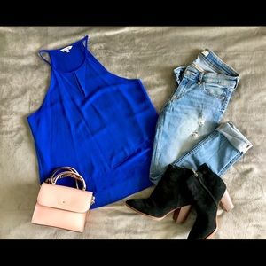 Dark blue halter blouse